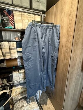 SO Casual Drawstring Cargo Pants in Light Blue. Size 2X